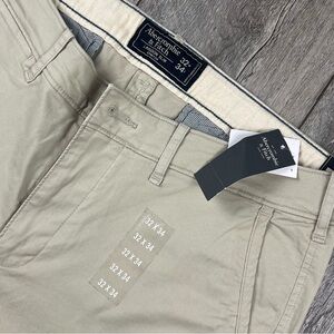 Abercrombie & Fitch Langdon Slim Stretch Chino Pants Mens 32x34 Khaki NWT $68